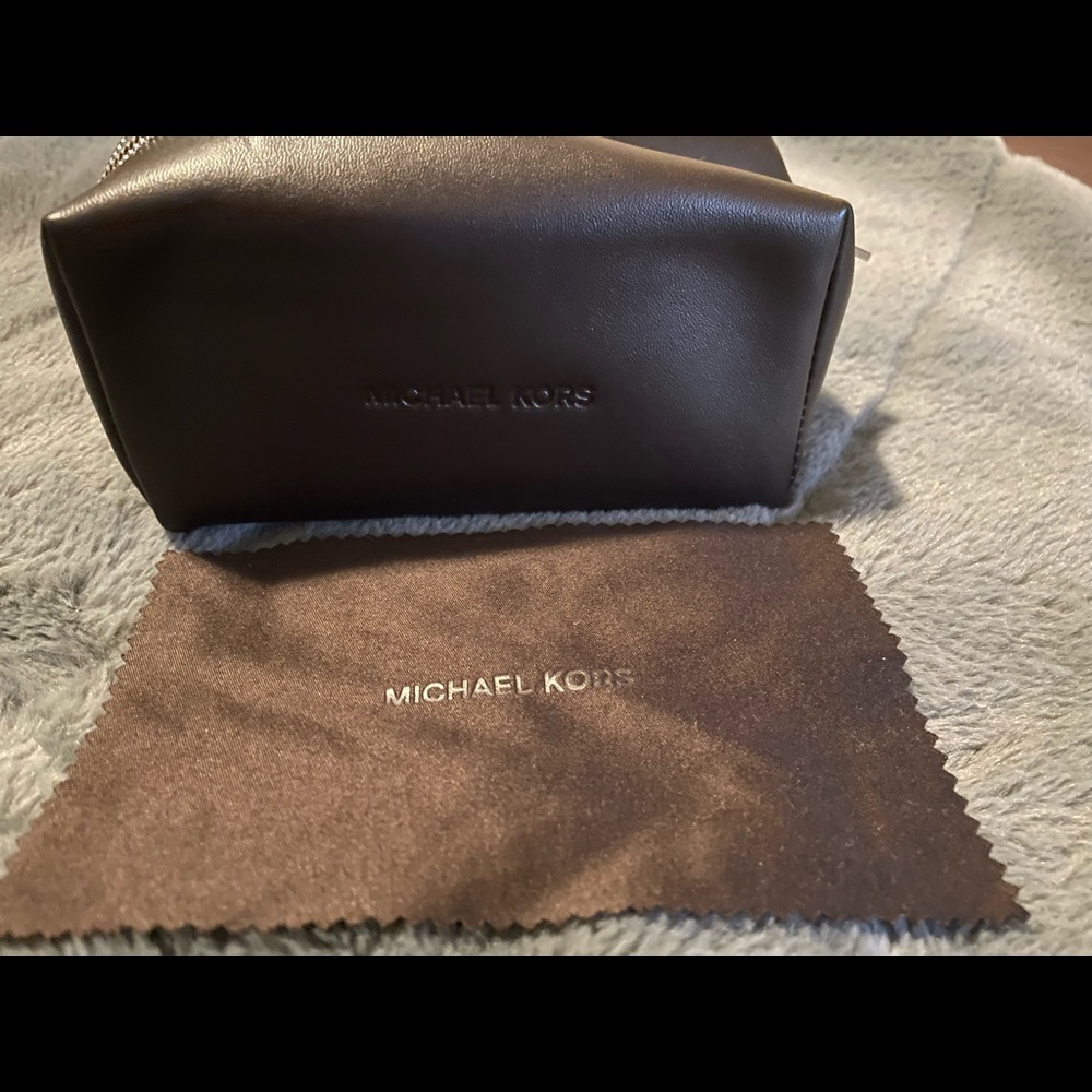 Michael Kors soft sunglasses case and cleaning cloth, faux leather